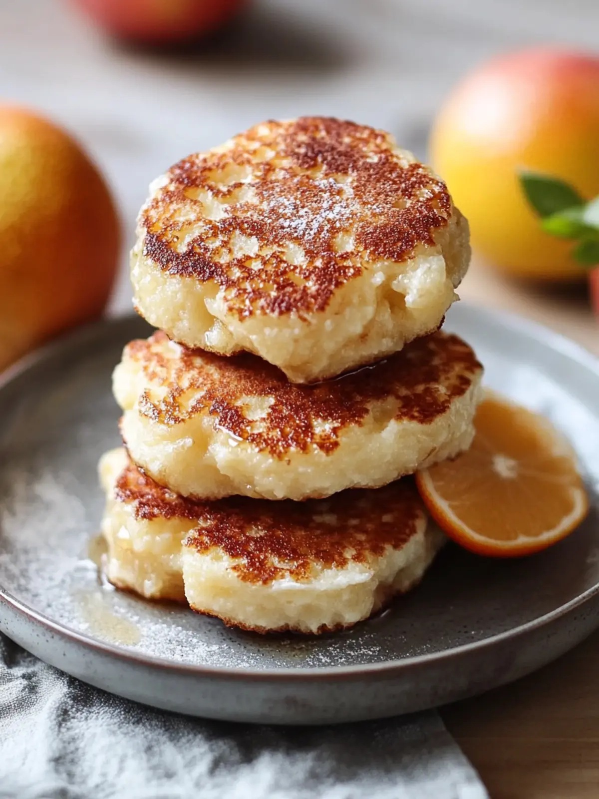 Milchreispuffer mit Apfel und Rosinen