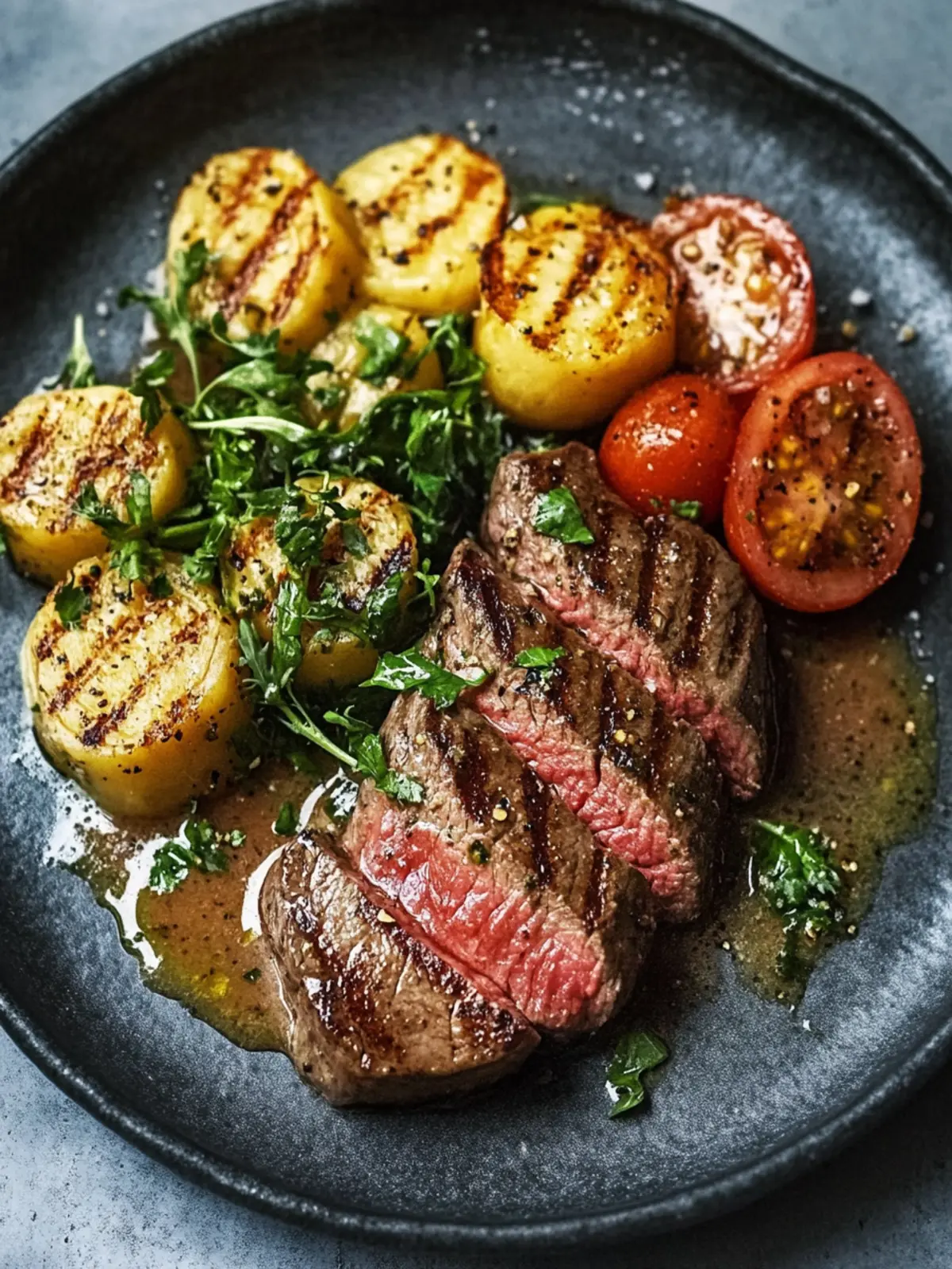 Cremiges Cheddar-Steak mit Garnelen