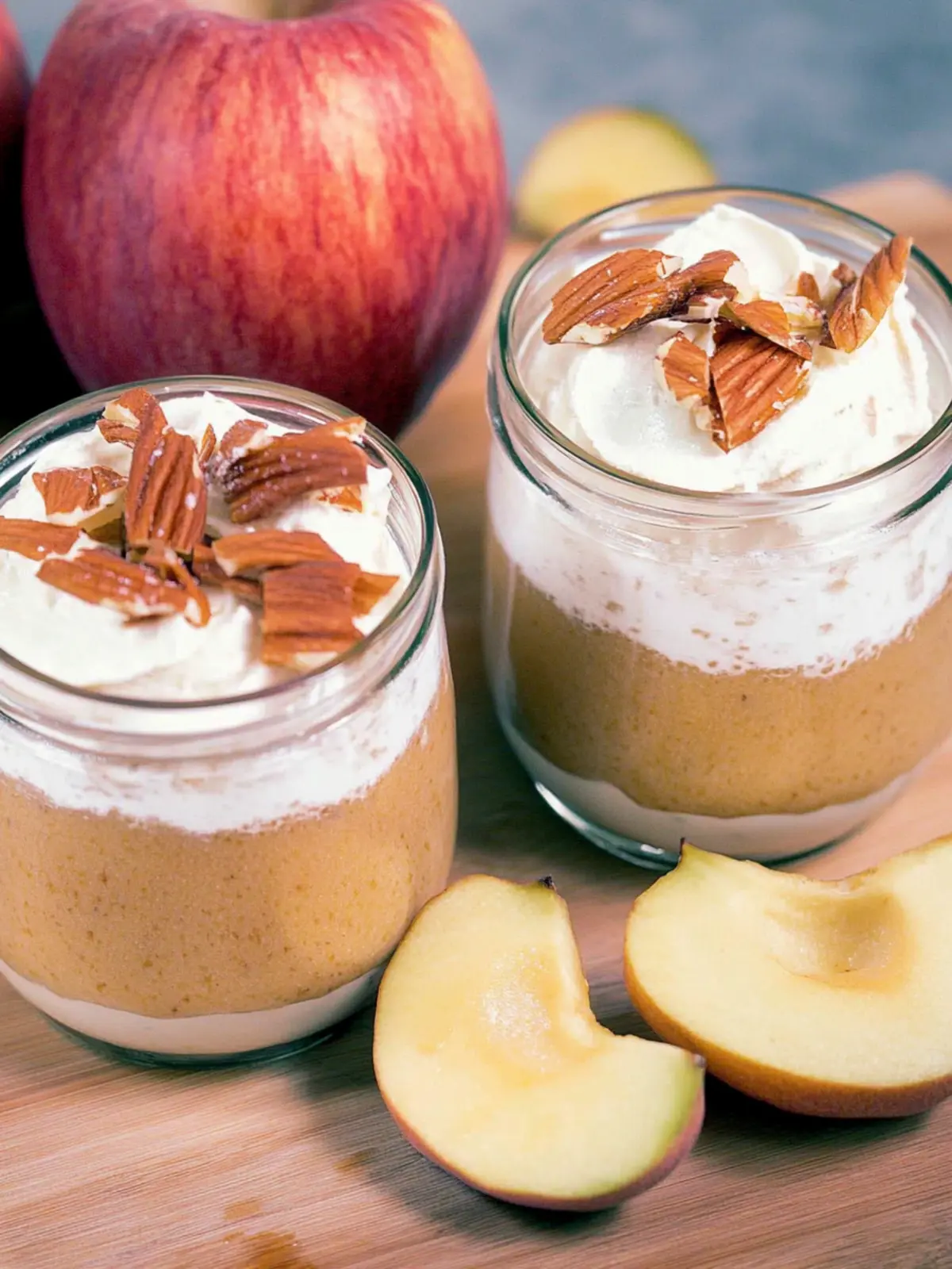 Apfelmus mit Zimt-Creme und Karamell-Mandeln