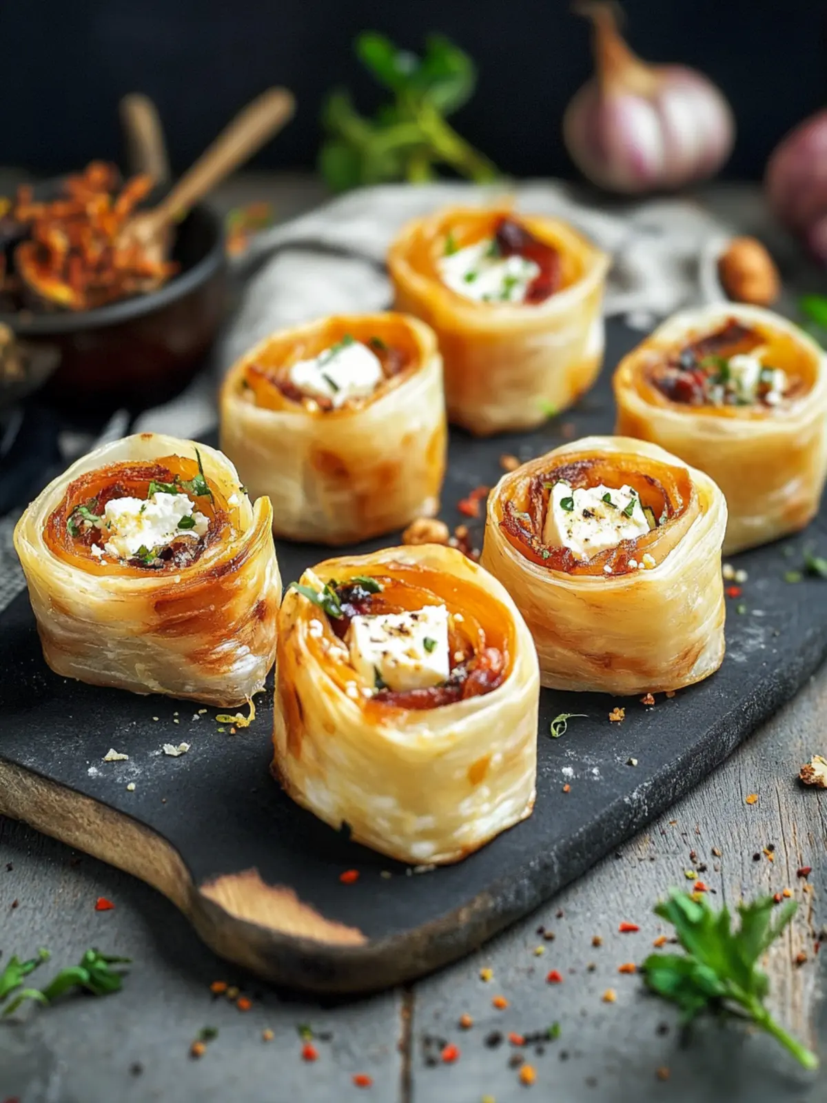 Filoteig-Röllchen mit Feta und Feigen: Knuspriges Fingerfood im Herbst