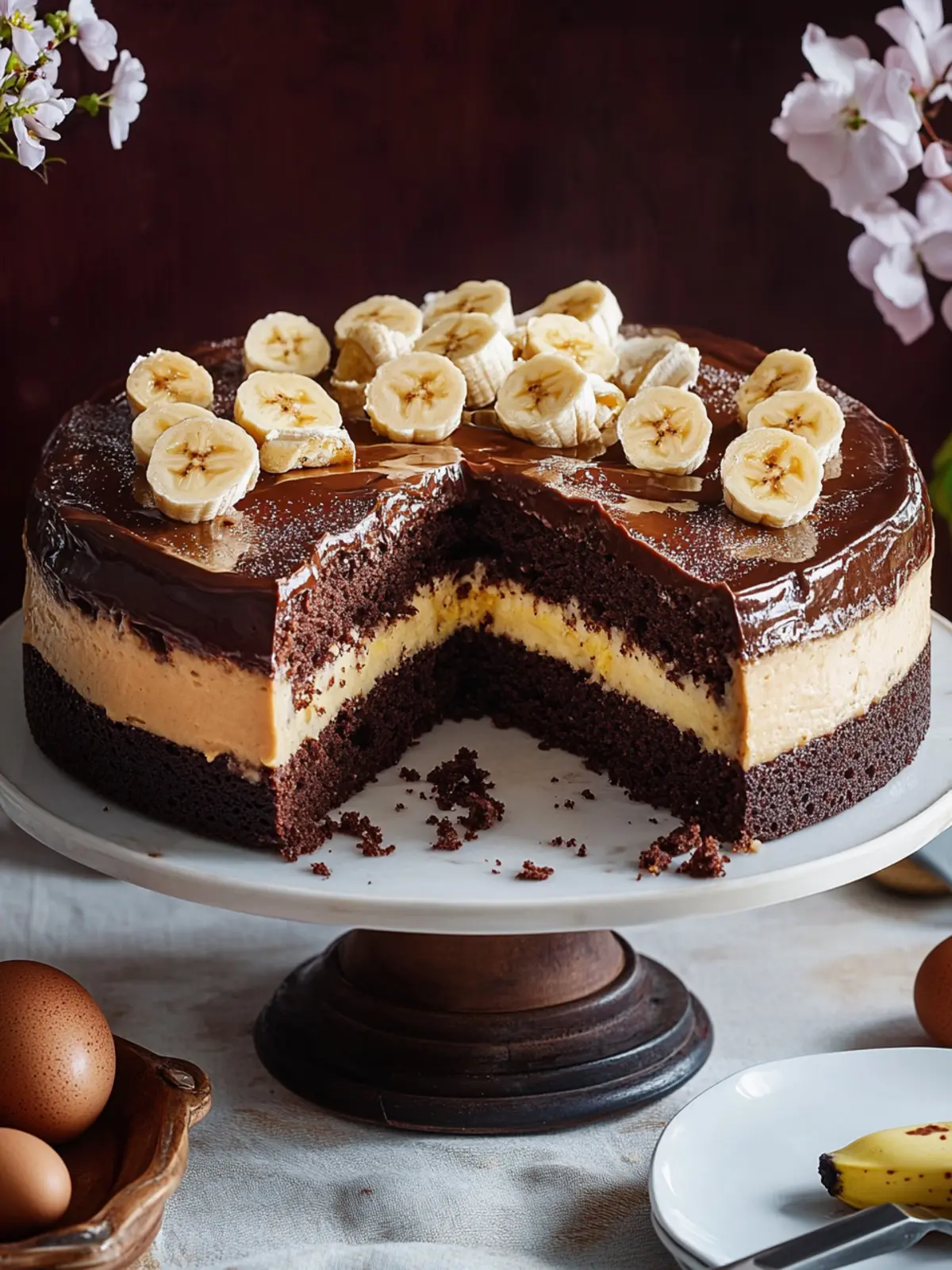 A piece of happiness with the chocolate banana cake with egg liqueur