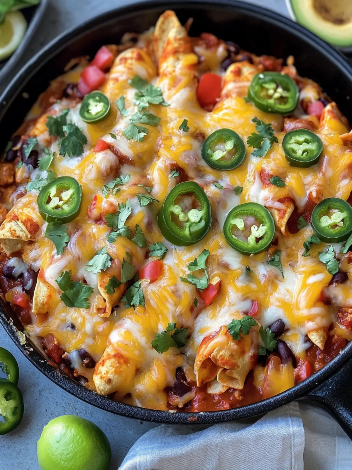 Hochprotein Hähnchen Enchilada Pfanne (Ein-Pfannen Abendessen Rezept)