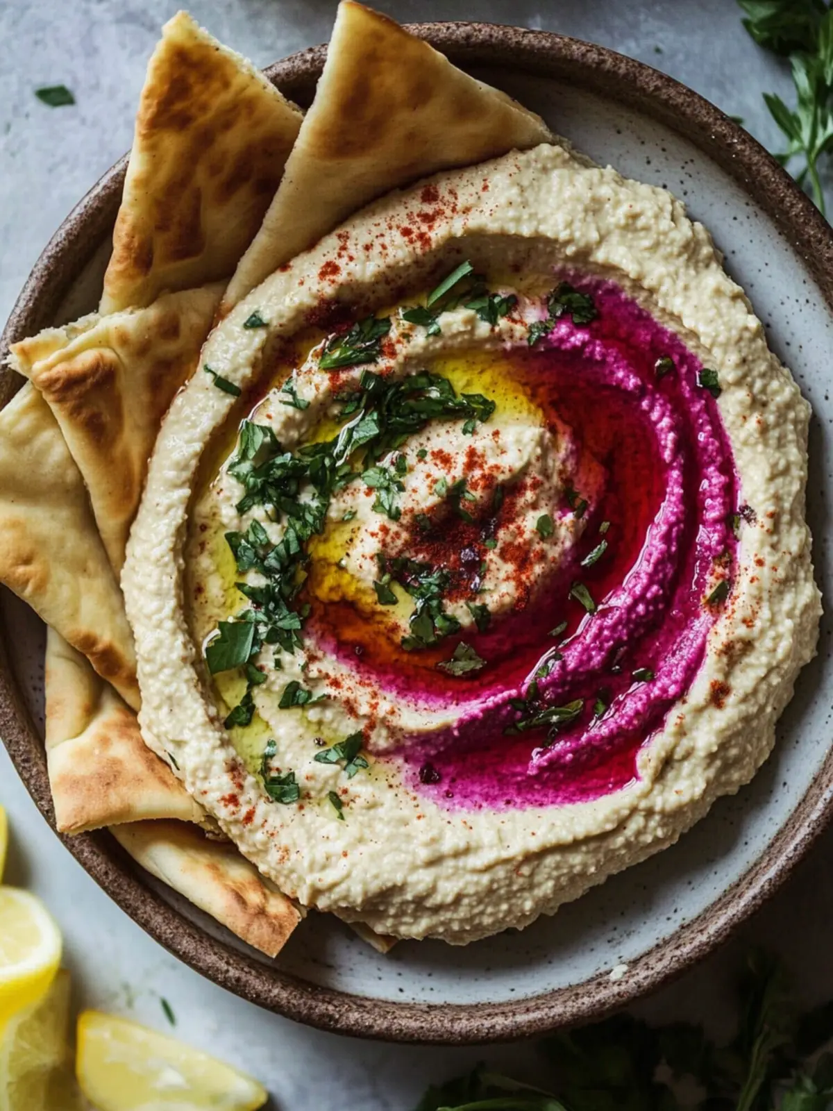Geröstete Randen Hummus Pita
