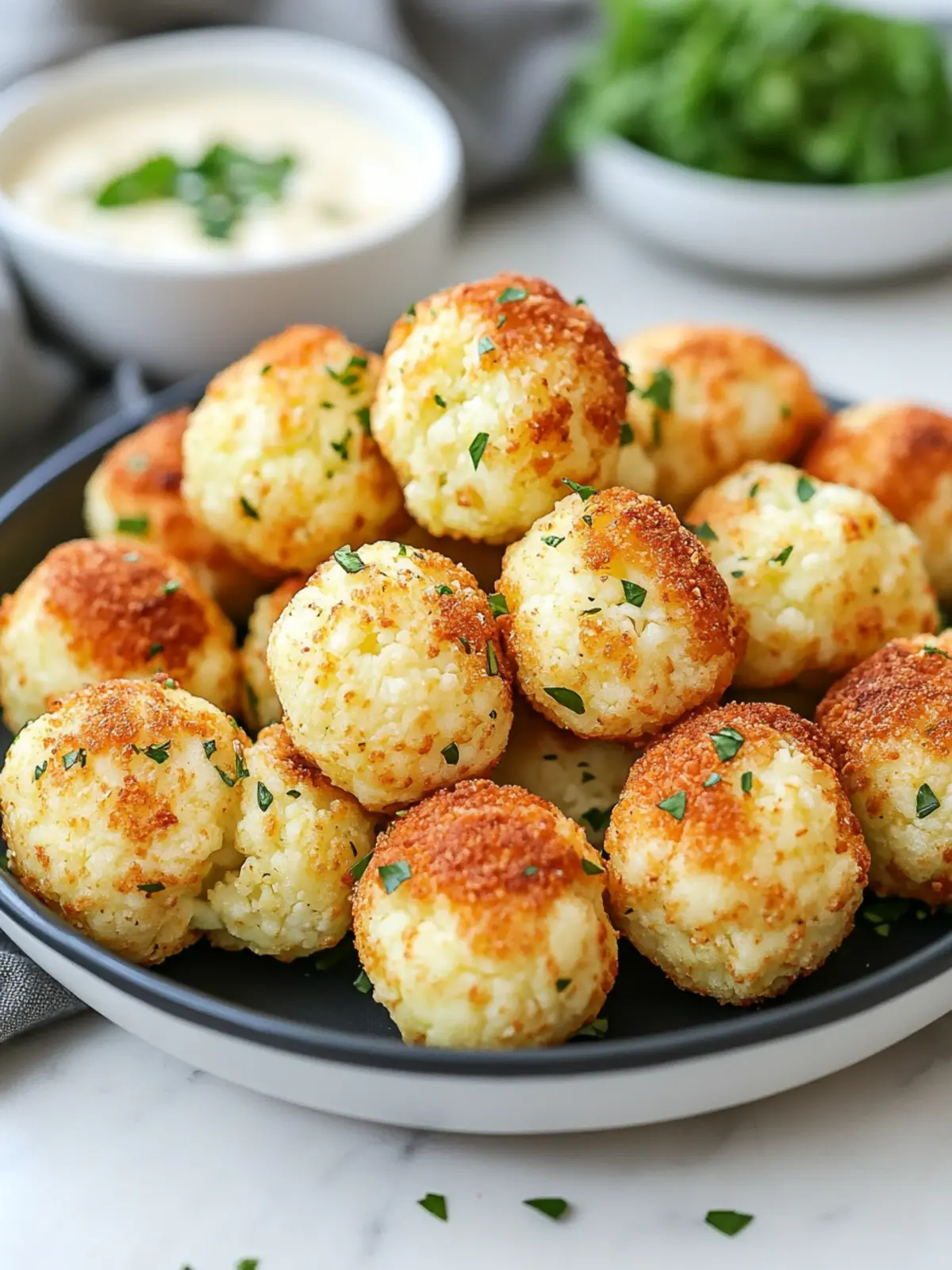 These cauliflower cheese balls from the air fryer are gone in no time