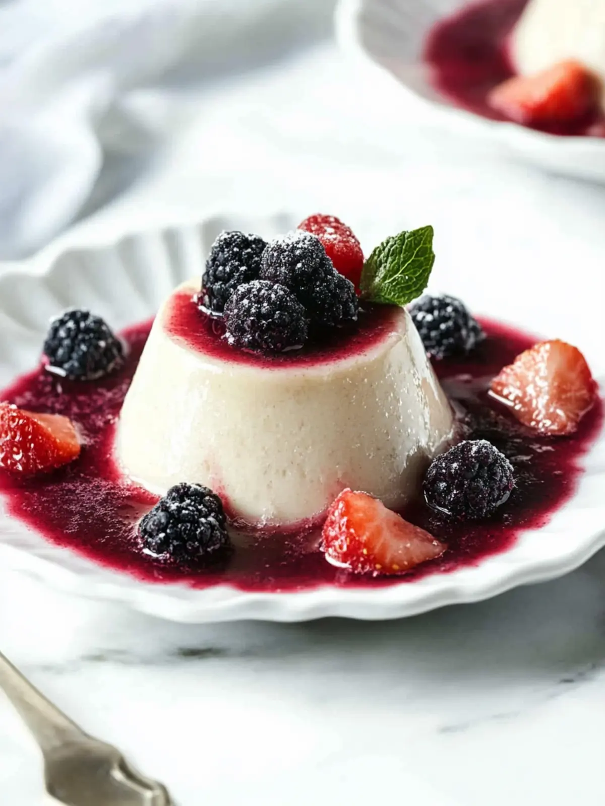 Panna Cotta without gelatin with berry sauce