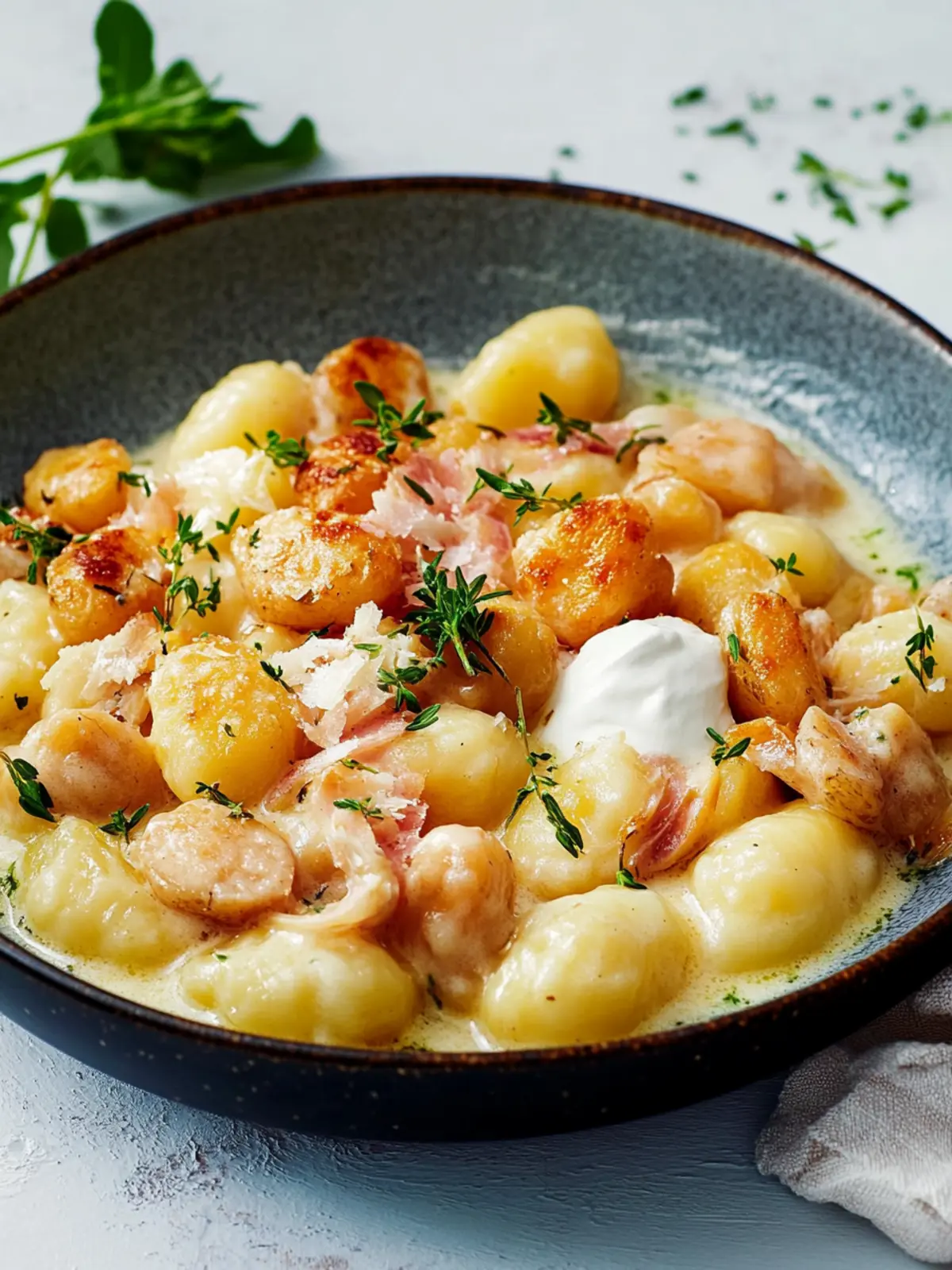 Hähnchen-Gnocchi-Pfanne in Pfeffercreme