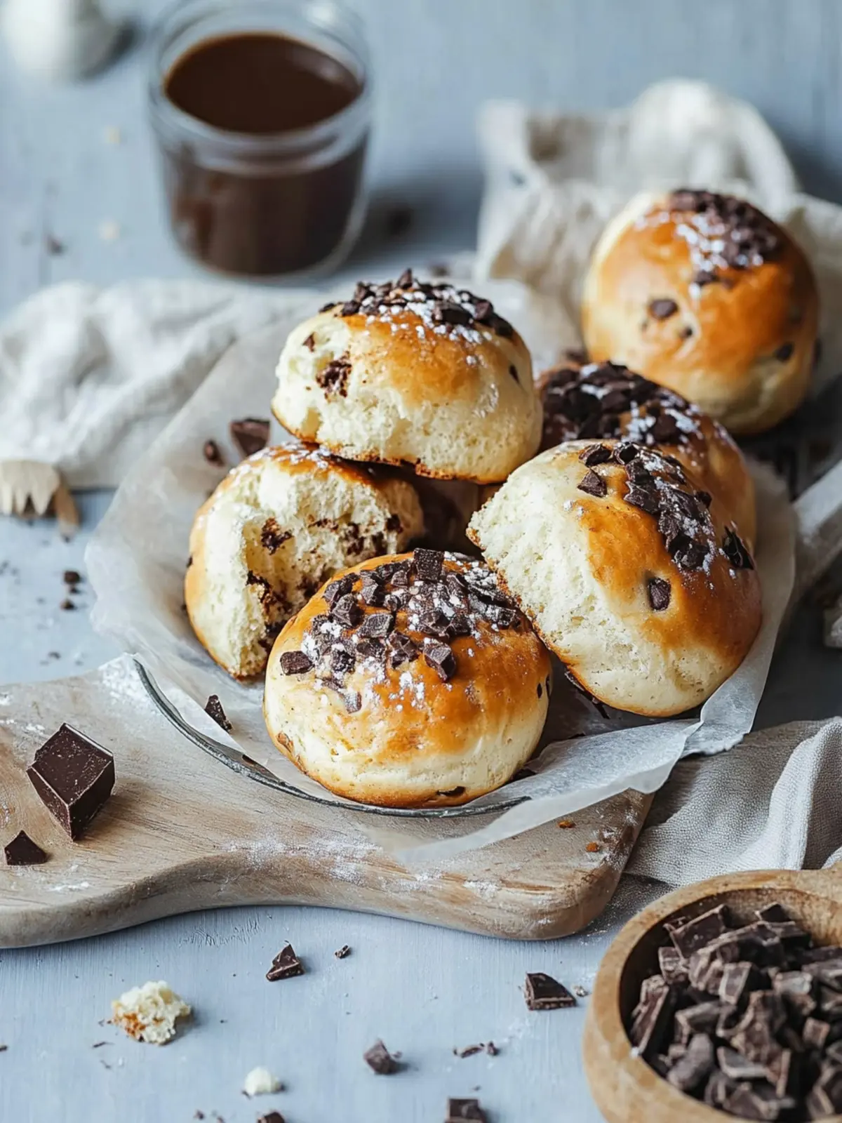 Fluffige Schokoladenbrötchen mit Hefe
