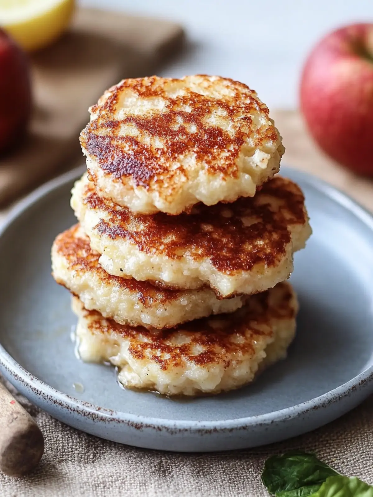Milchreispuffer mit Apfel und Rosinen