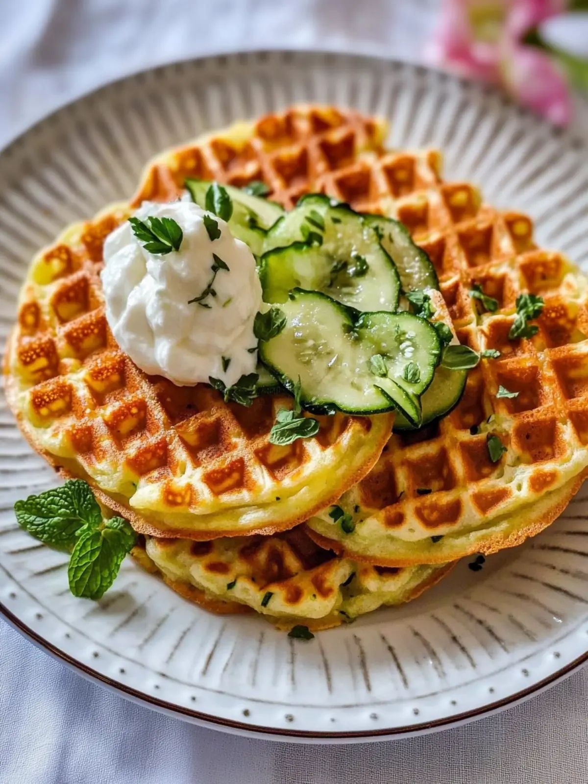 Herzhafte Waffeln mit Kartoffeln und Zucchini