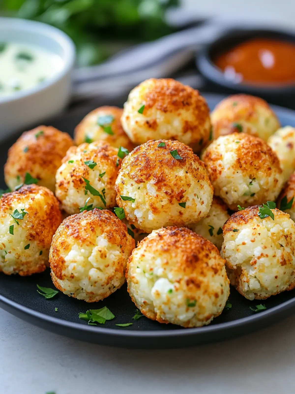 These cauliflower cheese balls from the air fryer are gone in no time