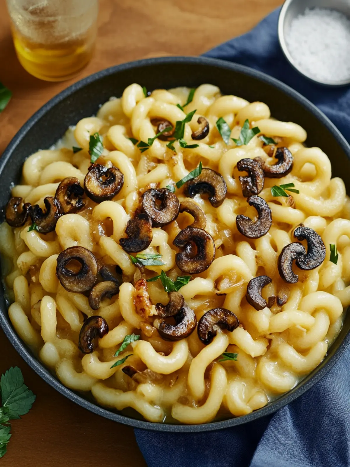 Spätzle-Pfanne mit Pilzen und Röstzwiebeln – herzhaft & vegetarisch
