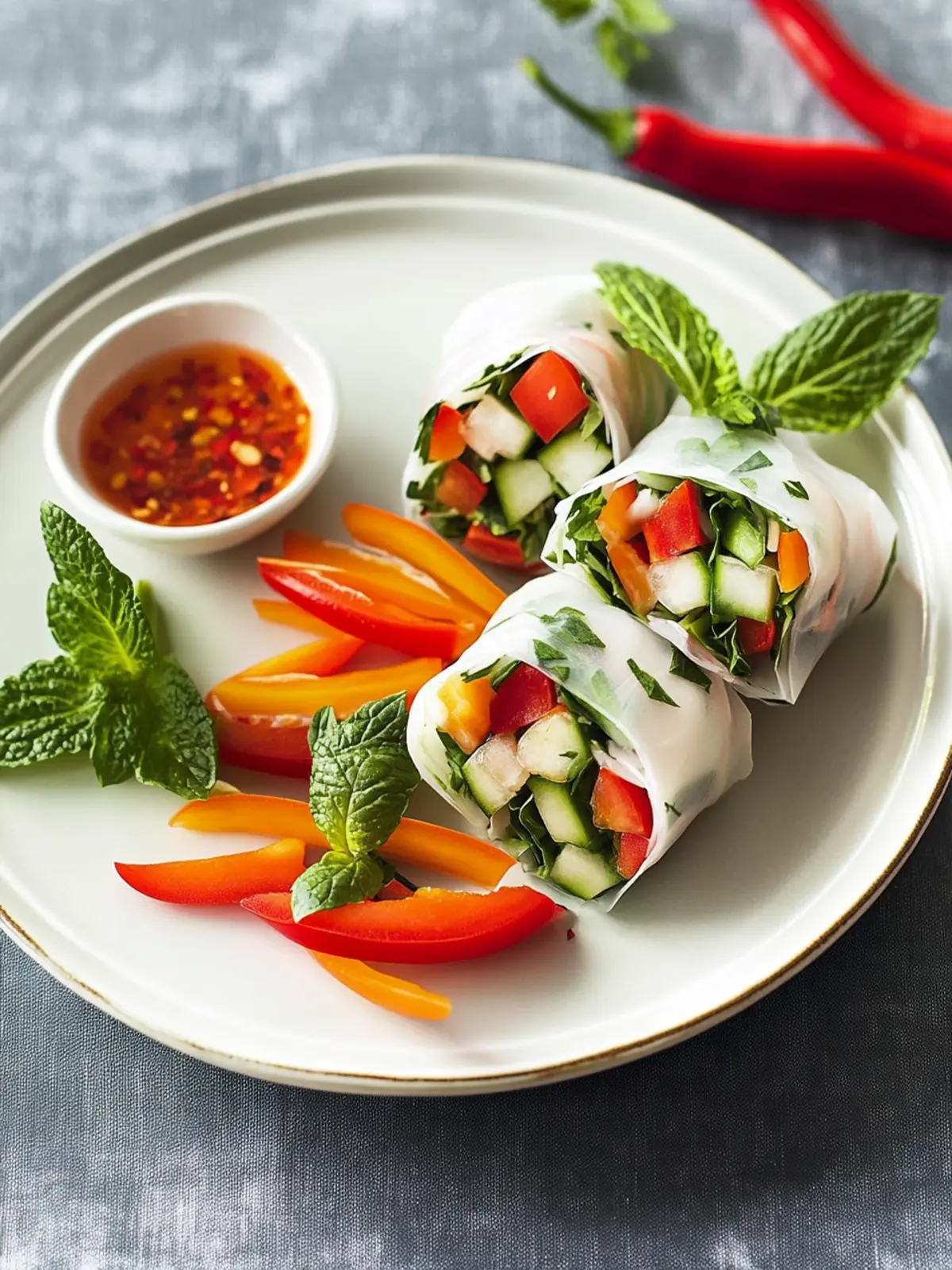 Reispapier-Röllchen mit Gemüse