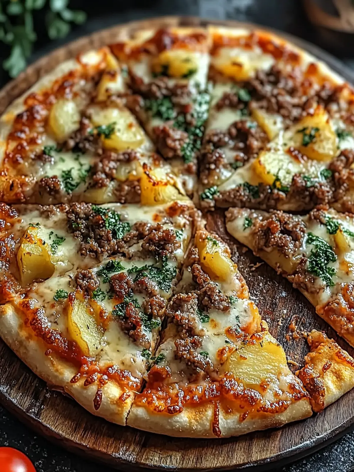 Crispy potato pizza with minced meat – A hearty oven recipe