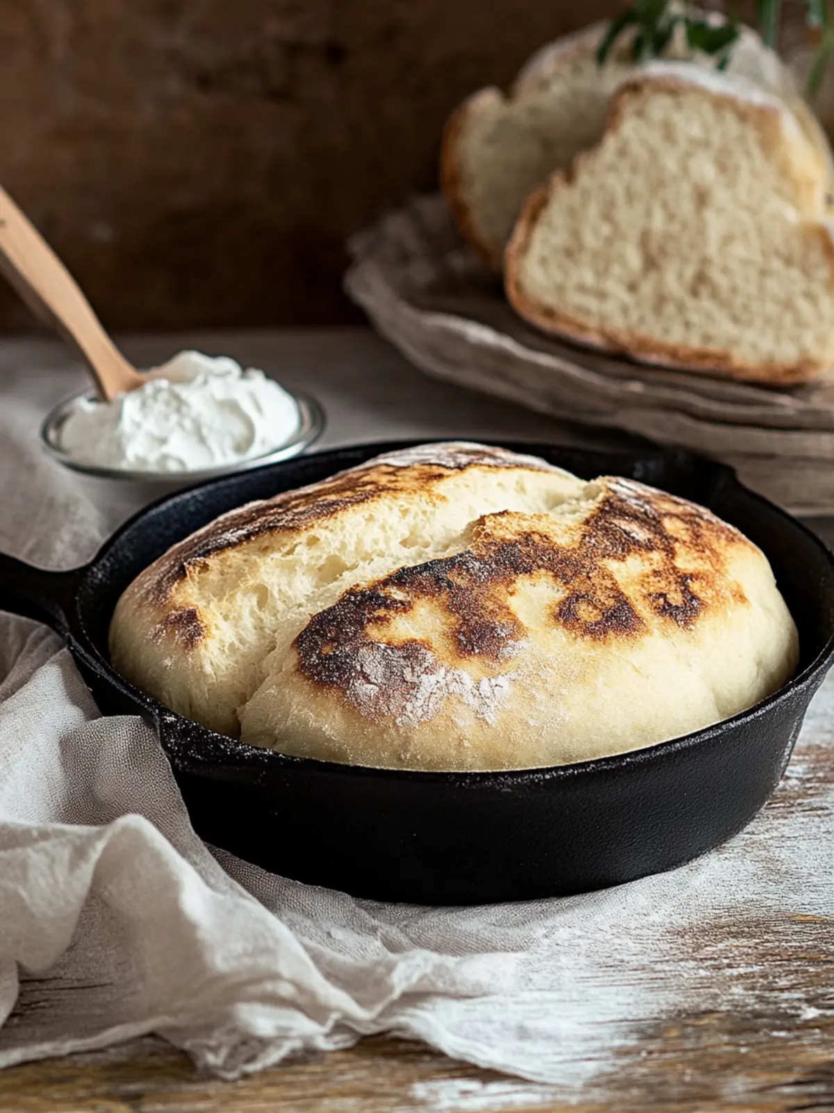 Pfannenbrot ohne Hefe nach griechischer Art mit Joghurt