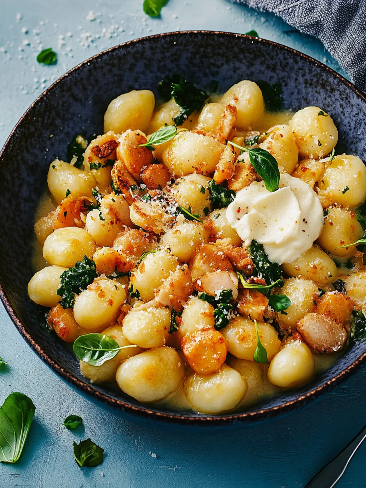 Hähnchen-Gnocchi-Pfanne in Pfeffercreme