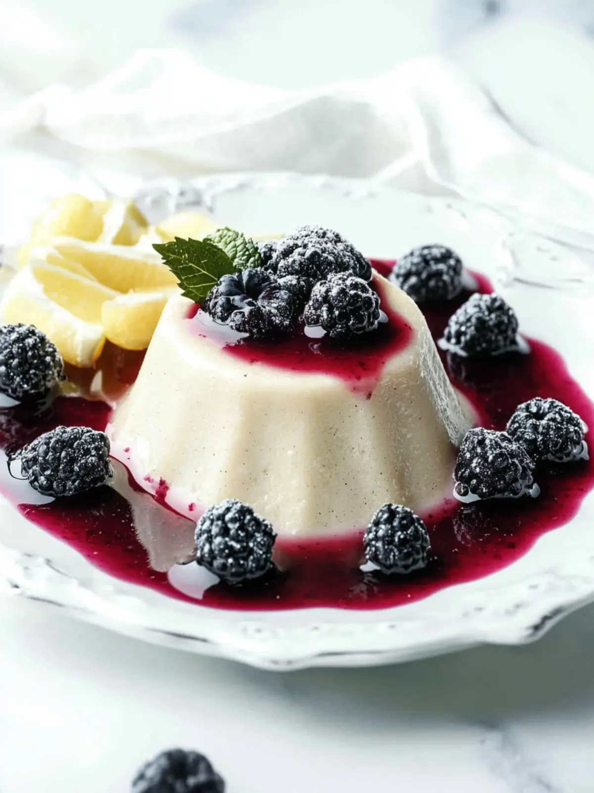 Panna Cotta without gelatin with berry sauce