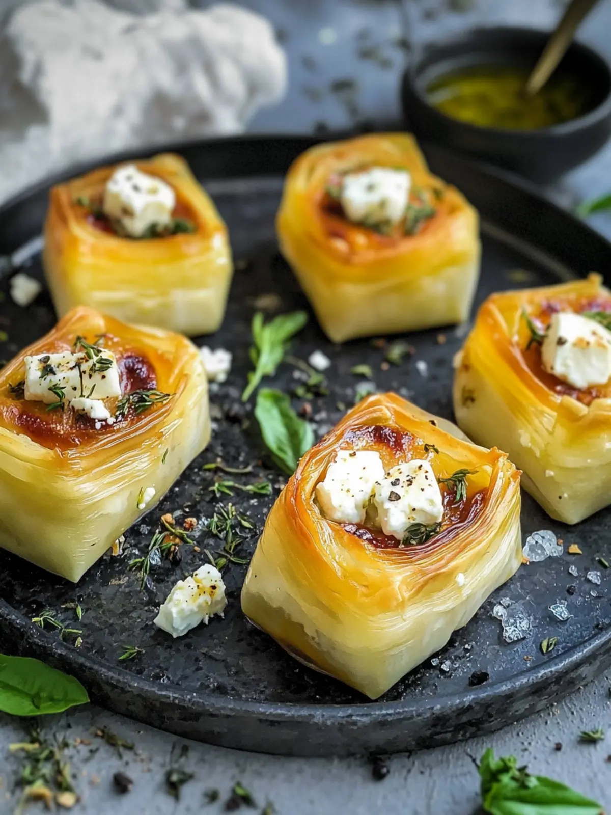 Filoteig-Röllchen mit Feta und Feigen: Knuspriges Fingerfood im Herbst