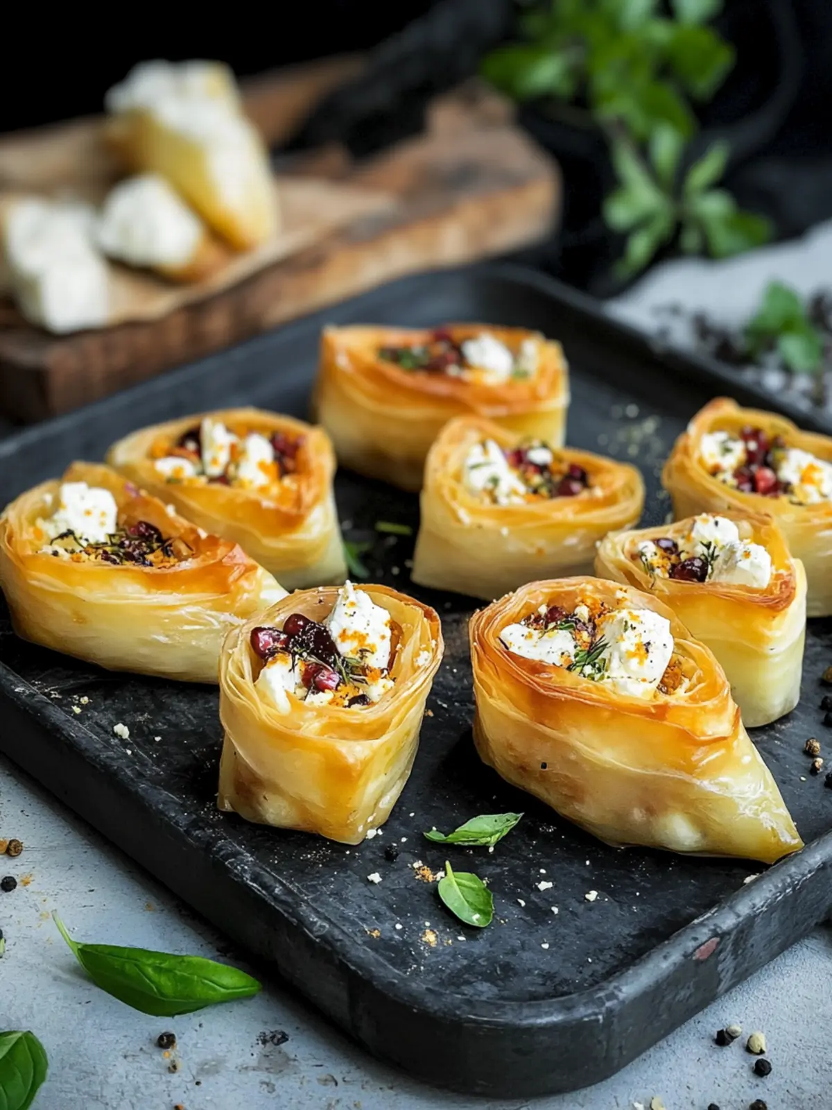 Filoteig-Röllchen mit Feta und Feigen: Knuspriges Fingerfood im Herbst