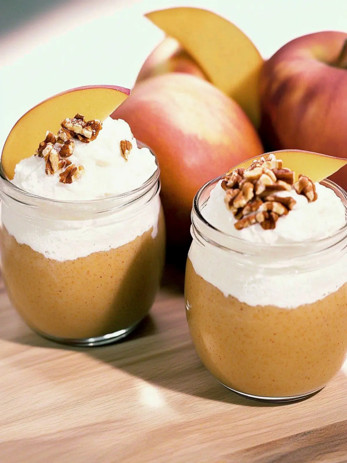 Apfelmus mit Zimt-Creme und Karamell-Mandeln