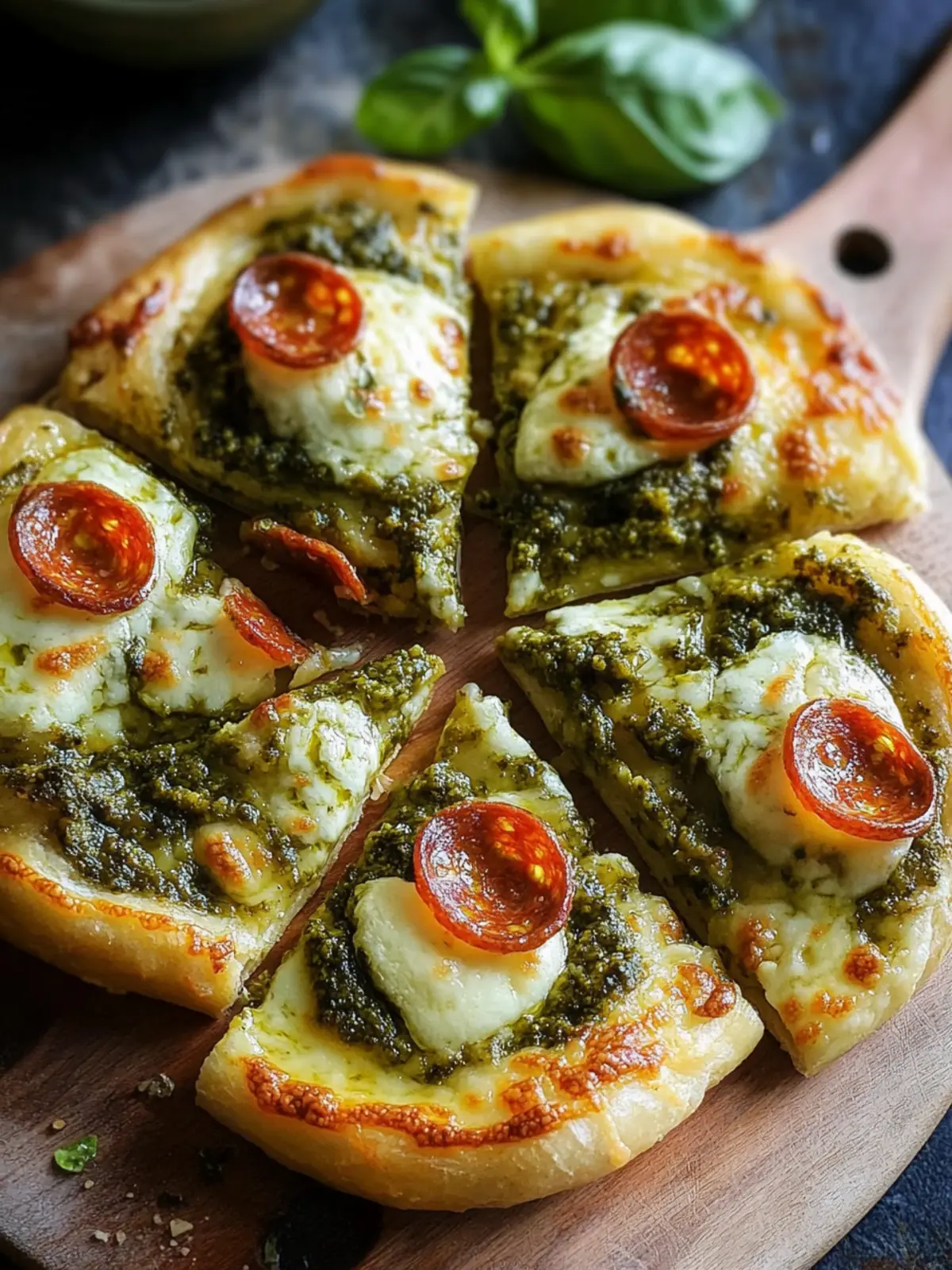 Pizzaschnecken mit Pesto und Mozzarella