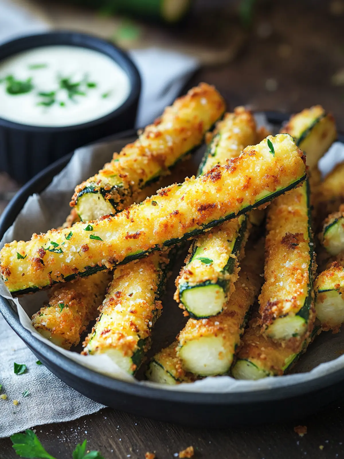 Crispy Zucchini Sticks from the fryer