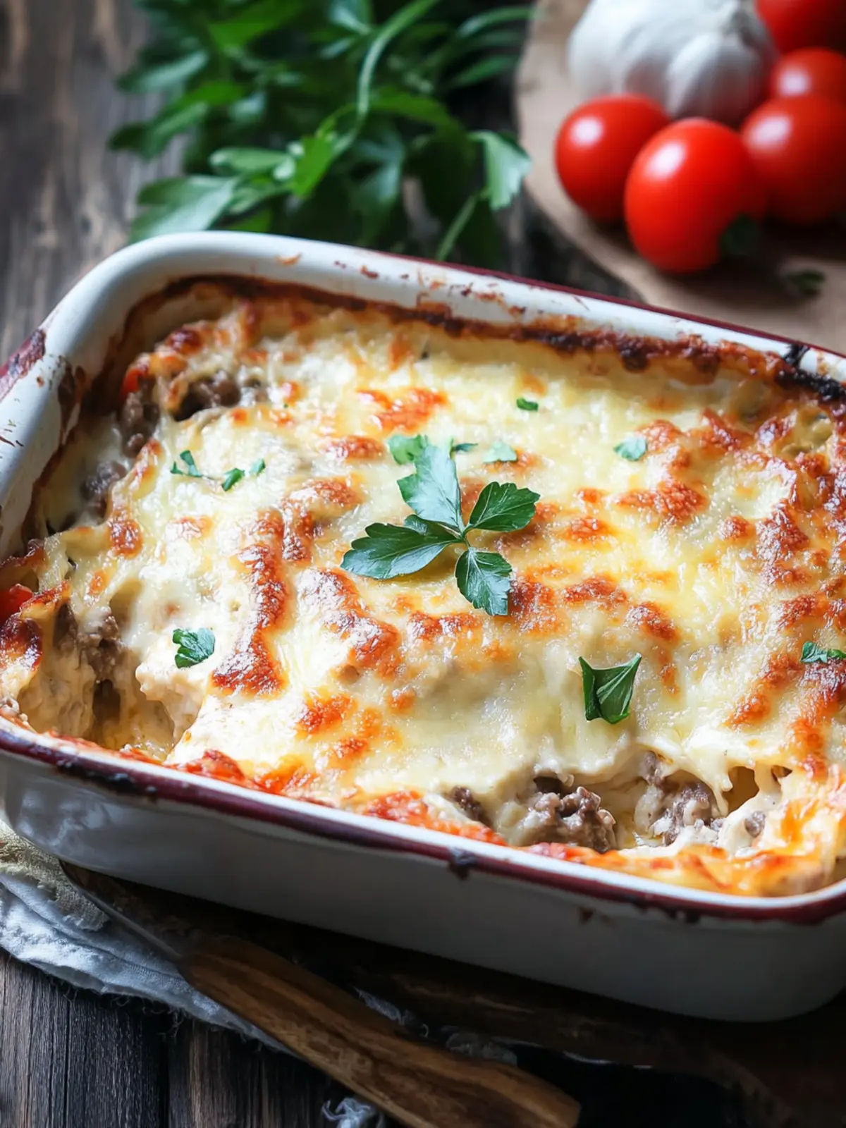 Gyros casserole baked with cheese