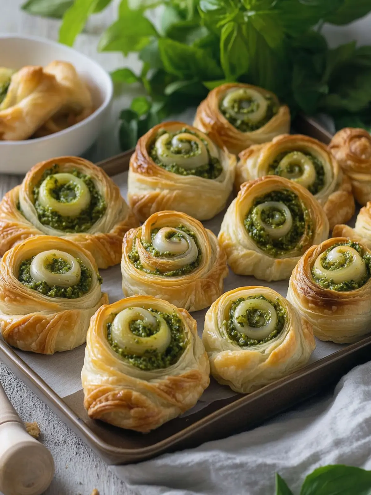 Simple puff pastry twists with pesto