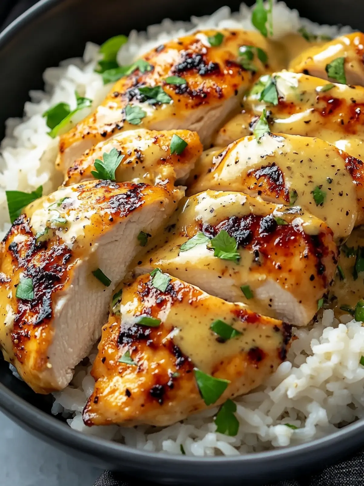 Juicy honey mustard chicken with rice: your new favorite dish