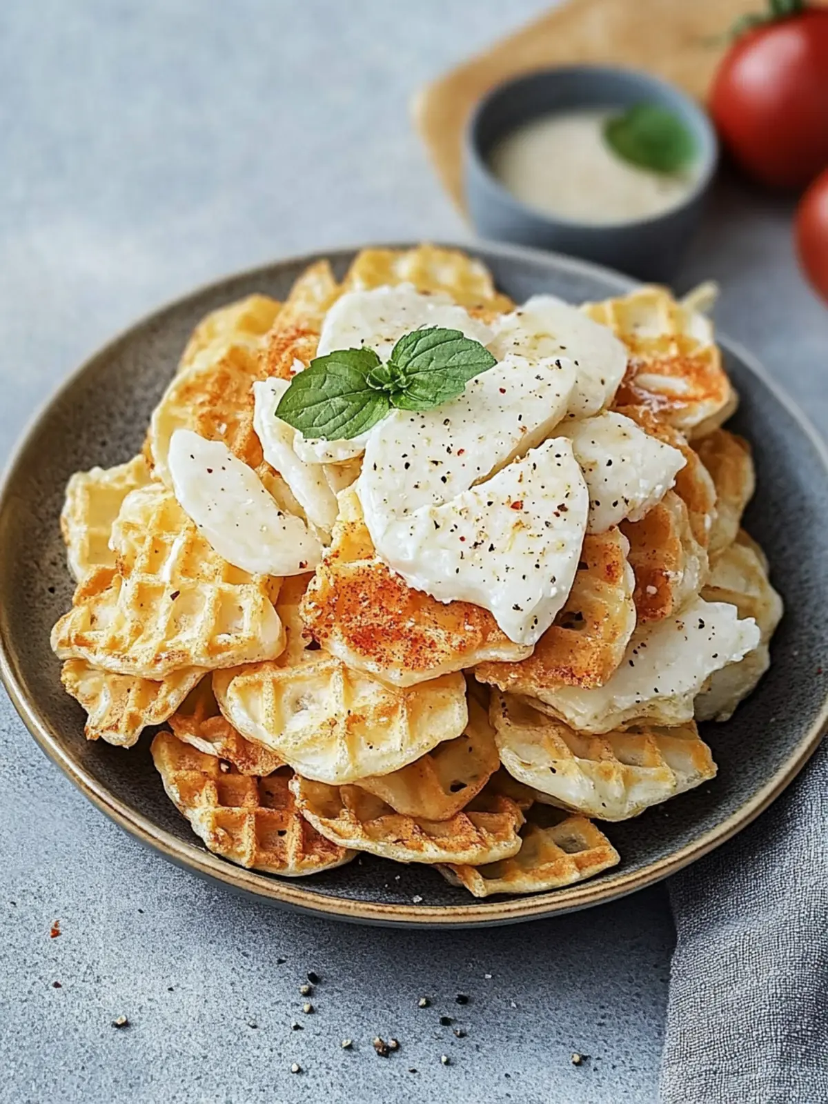 Reiswaffel-Snacks mit Frischkäse und Paprika