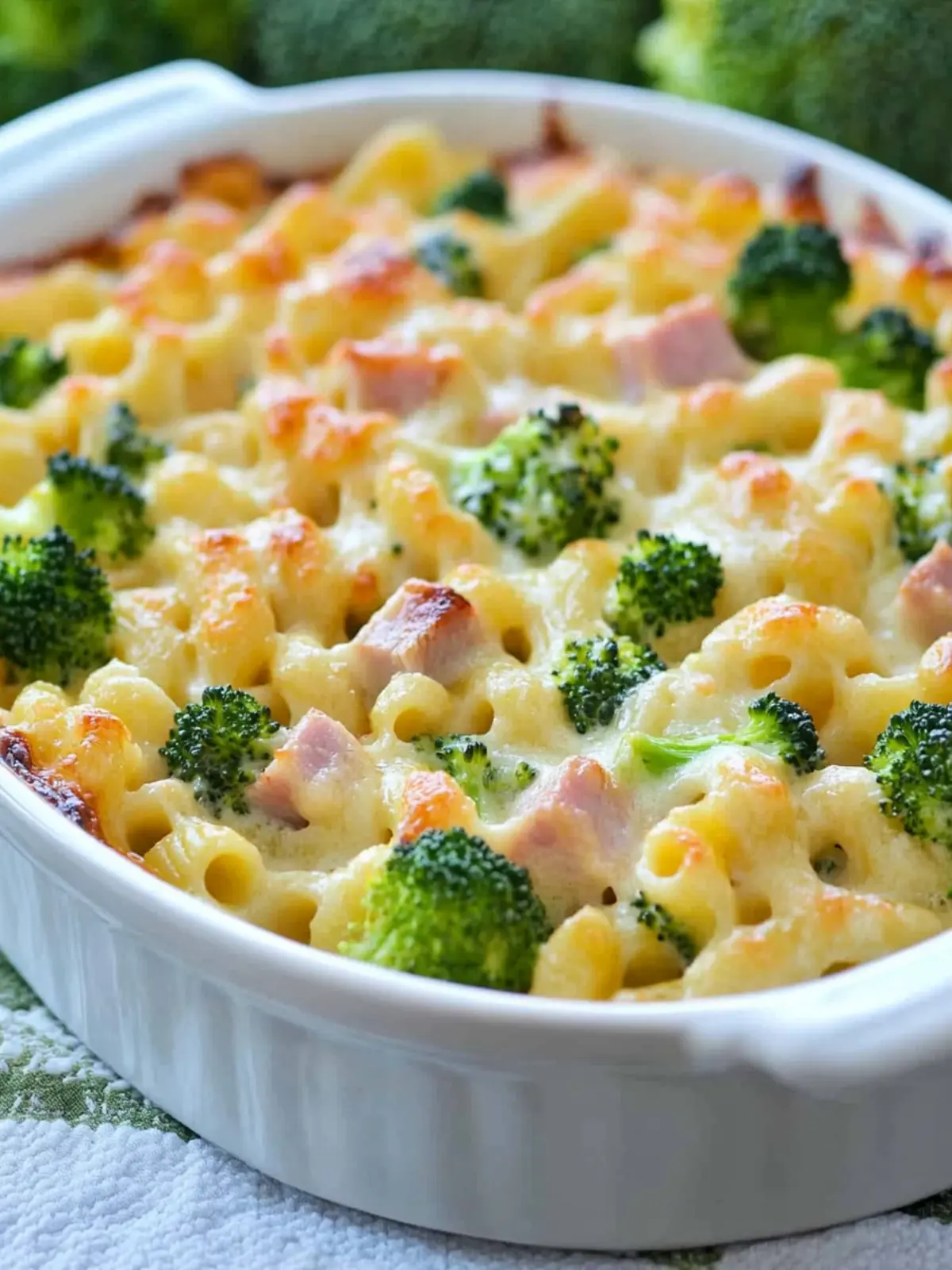 Schnelles Mittagessen deluxe: Cremiger Nudelauflauf mit Brokkoli & Schinken – ein Muss