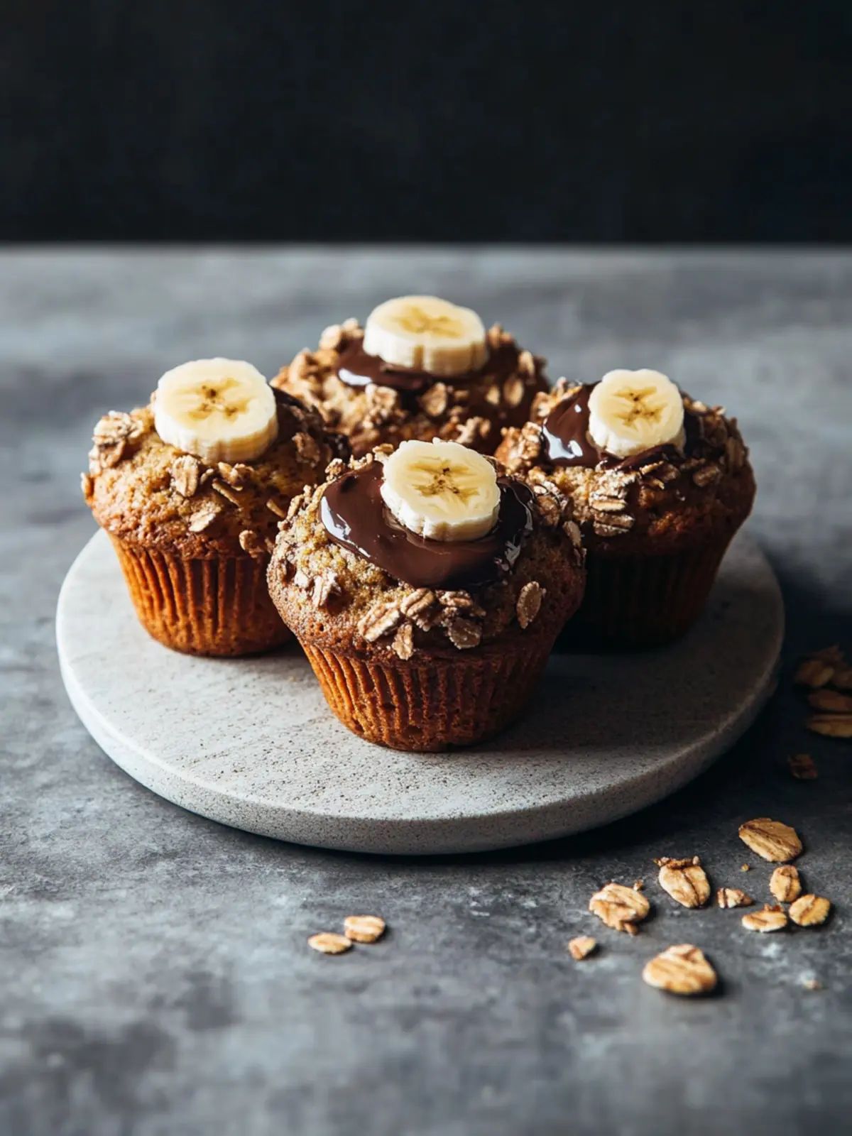Mit Schokolade gefüllte Bananenbrot Muffins