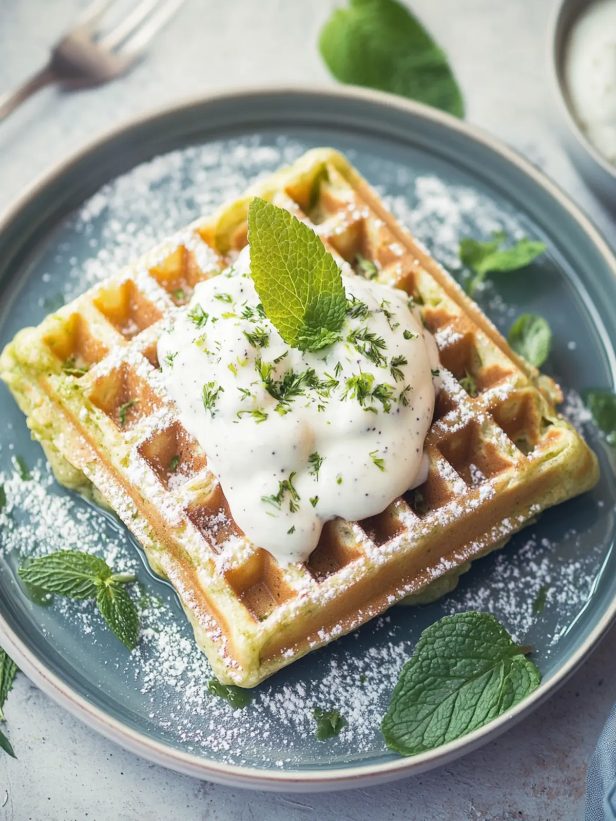 Erbsenwaffeln mit Sojajoghurt
