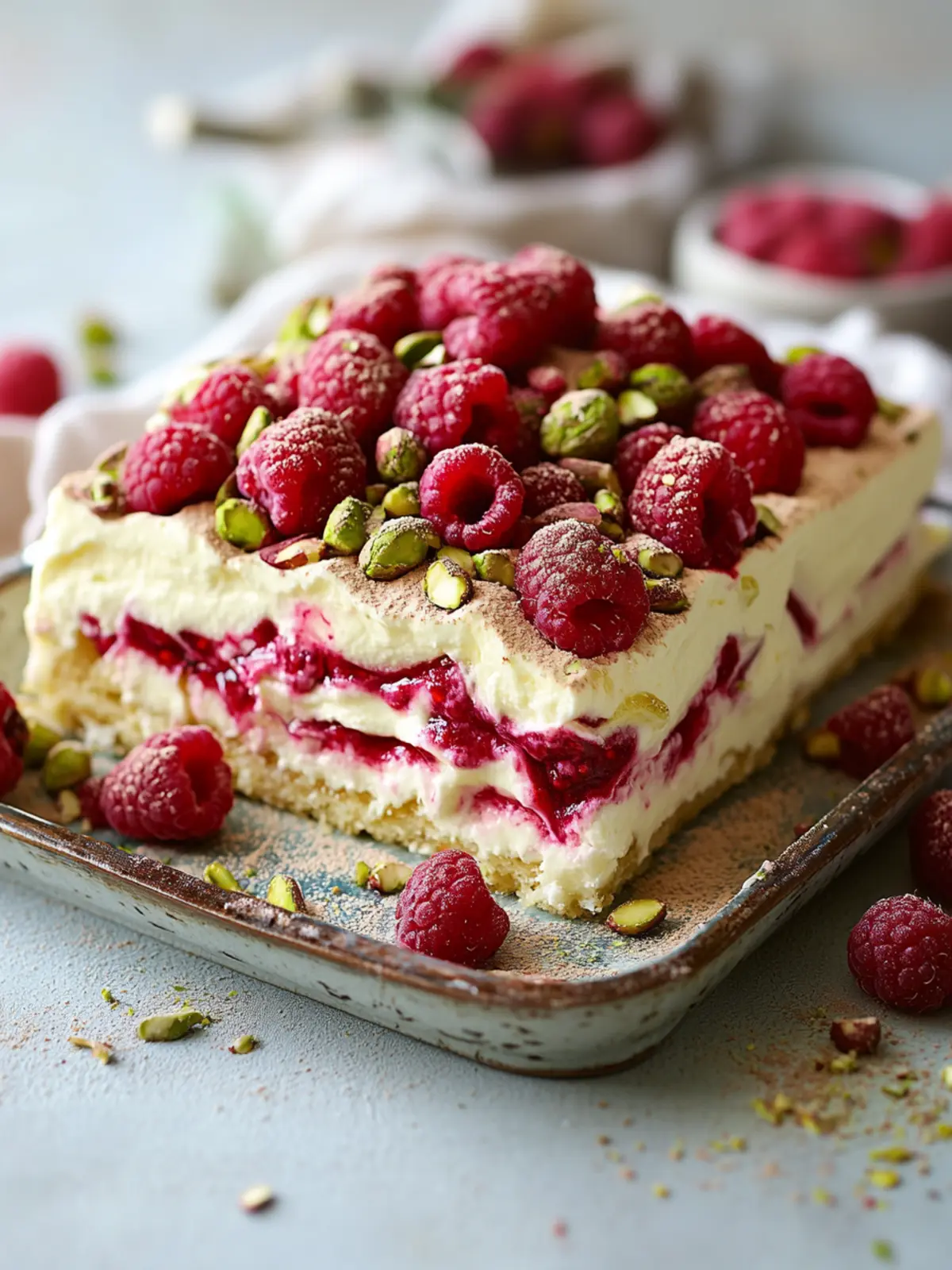 When raspberries and pistachios fall in love, this tiramisu is created