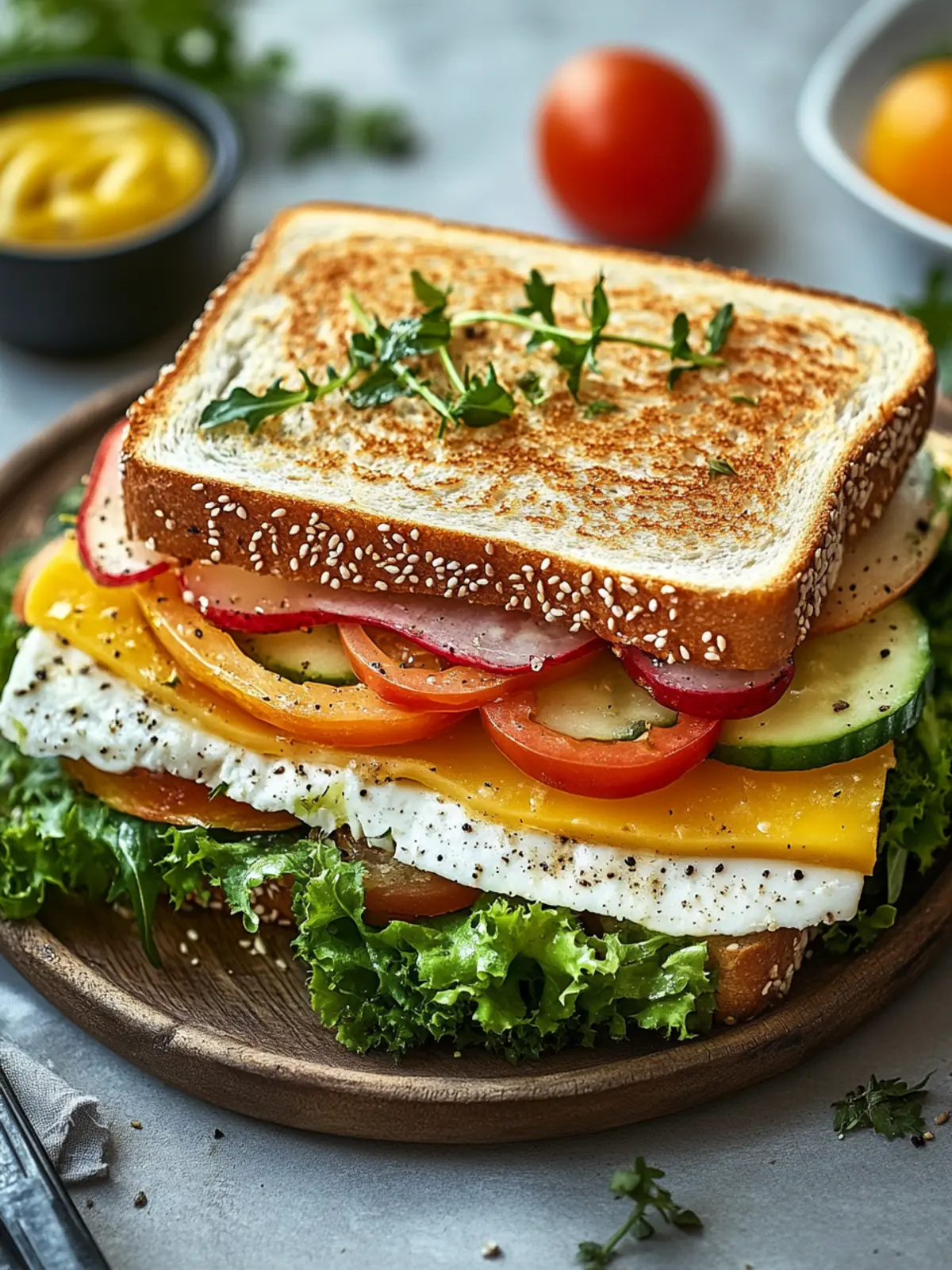 Schnelle Spiegelei-Sandwiches mit Käse zum Frühstück