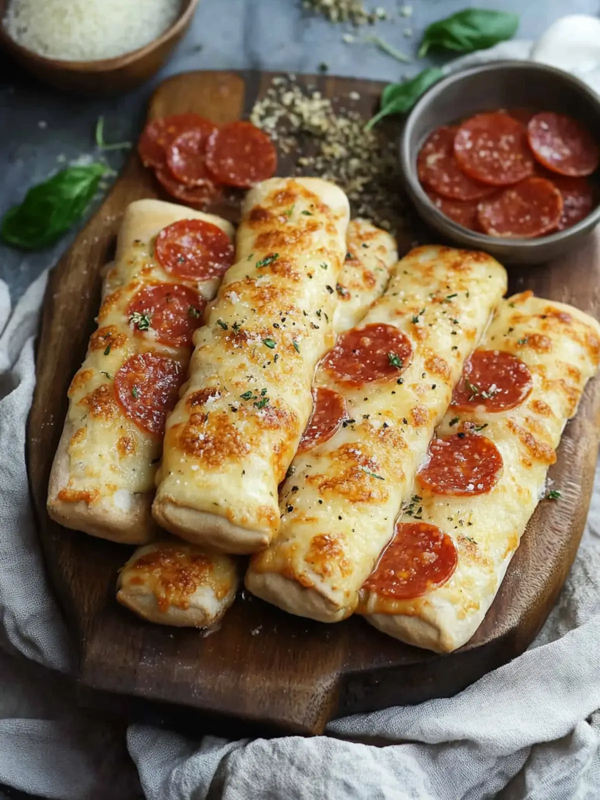 Luftfritteuse Käse-Pepperoni gefüllte Brotsticks