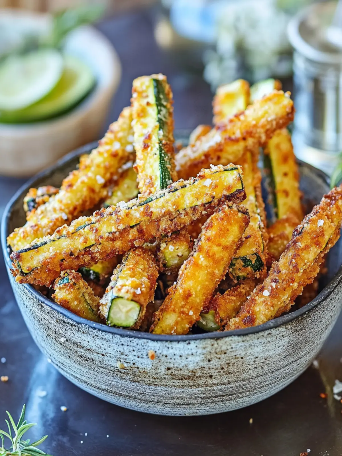 Crispy Zucchini Sticks from the fryer
