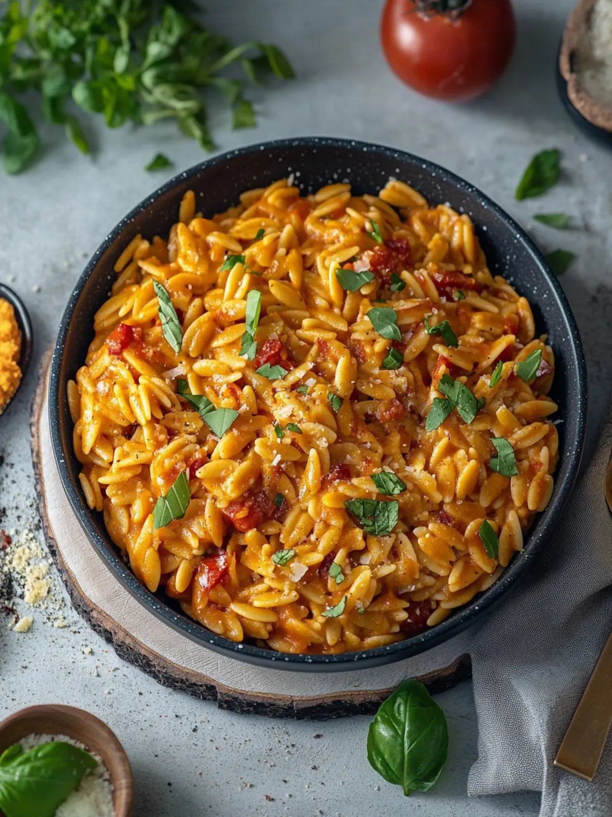 Ultra cremiger Orzo-Paprika Topf in 45 Minuten
