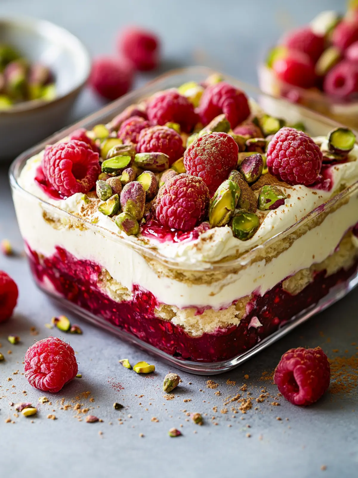 When raspberries and pistachios fall in love, this tiramisu is created