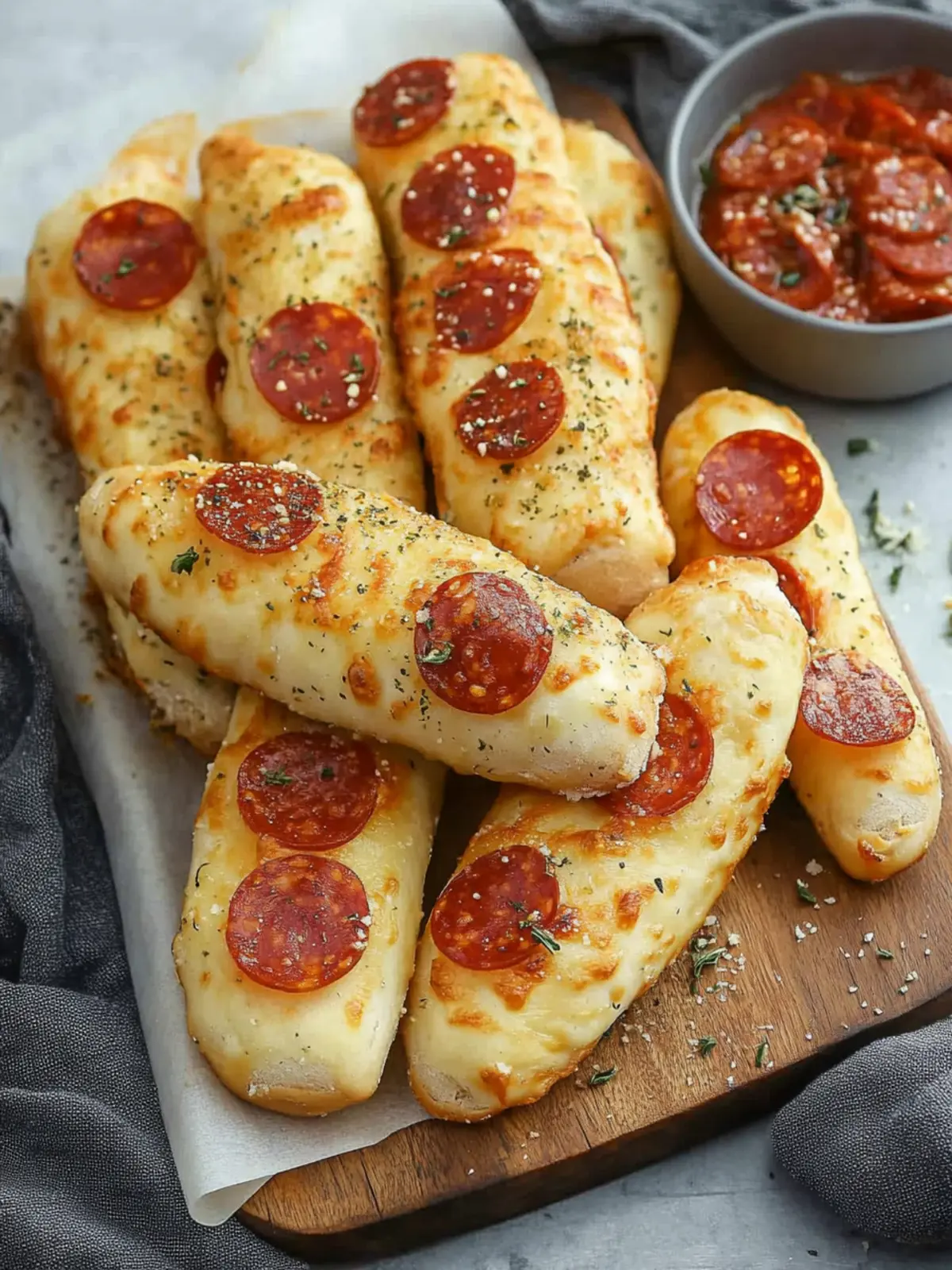 Luftfritteuse Käse-Pepperoni gefüllte Brotsticks