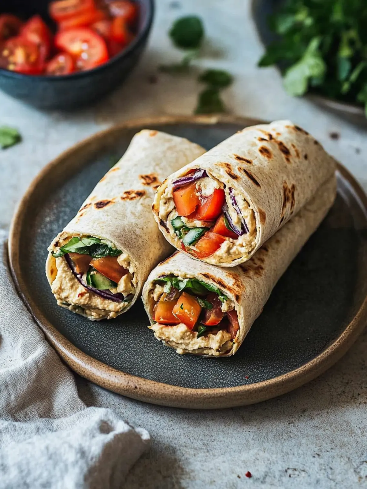 Veganer Wrap mit Hummus