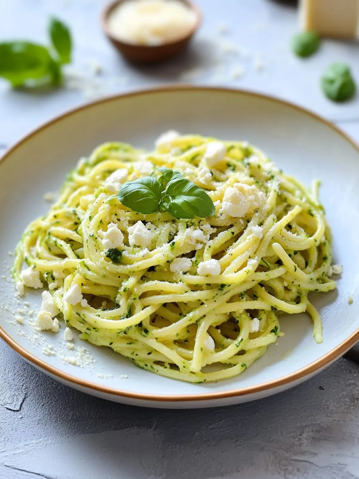 Pasta in Zucchini-Feta-Soße: leichte Sommerküche