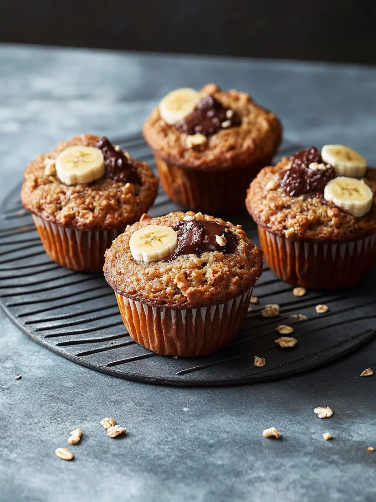 Mit Schokolade gefüllte Bananenbrot Muffins