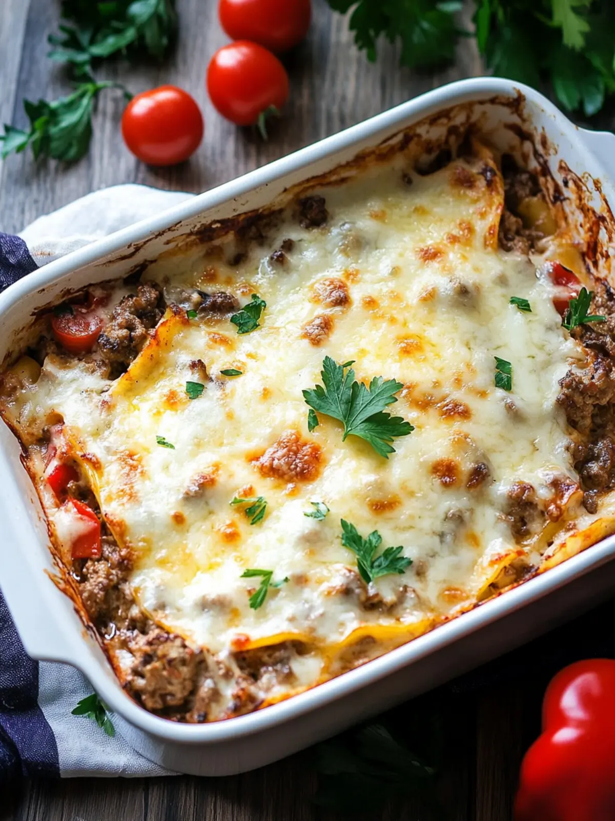 Gyros casserole baked with cheese