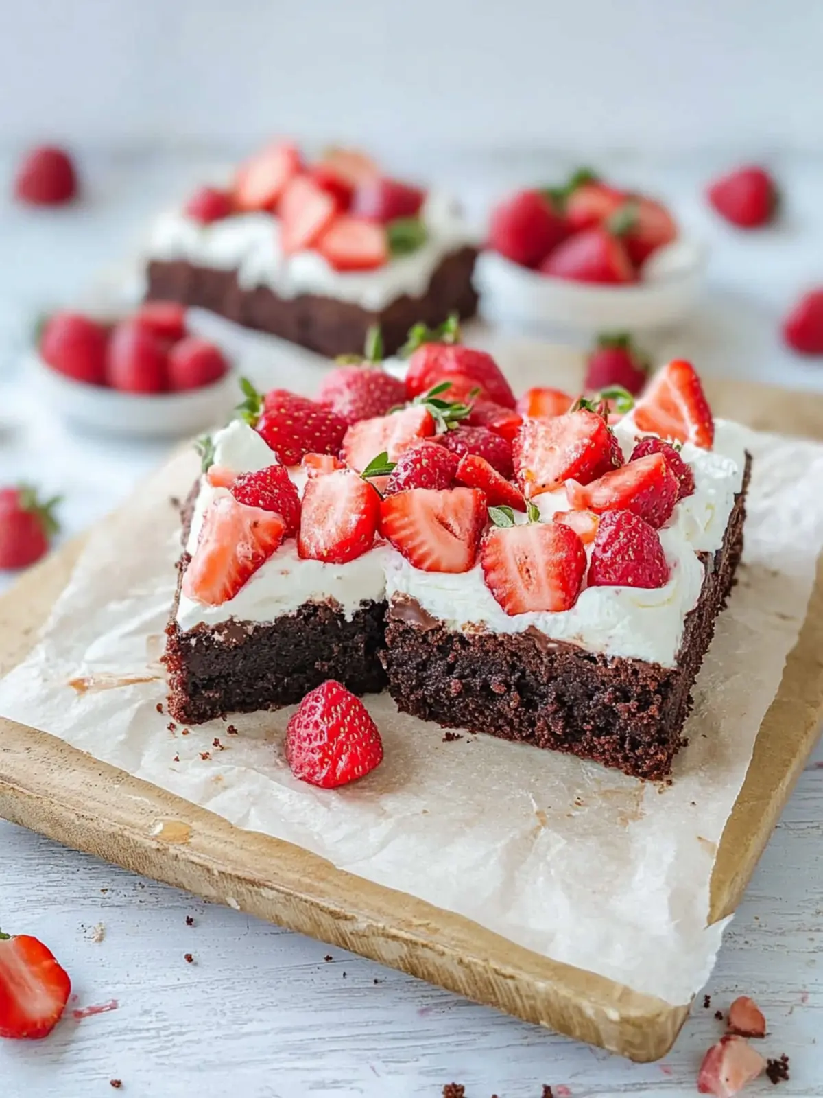 Erdbeer Schokoladen Brownie mit Mascarponecreme (wenig Zucker - mehr Gemüse)
