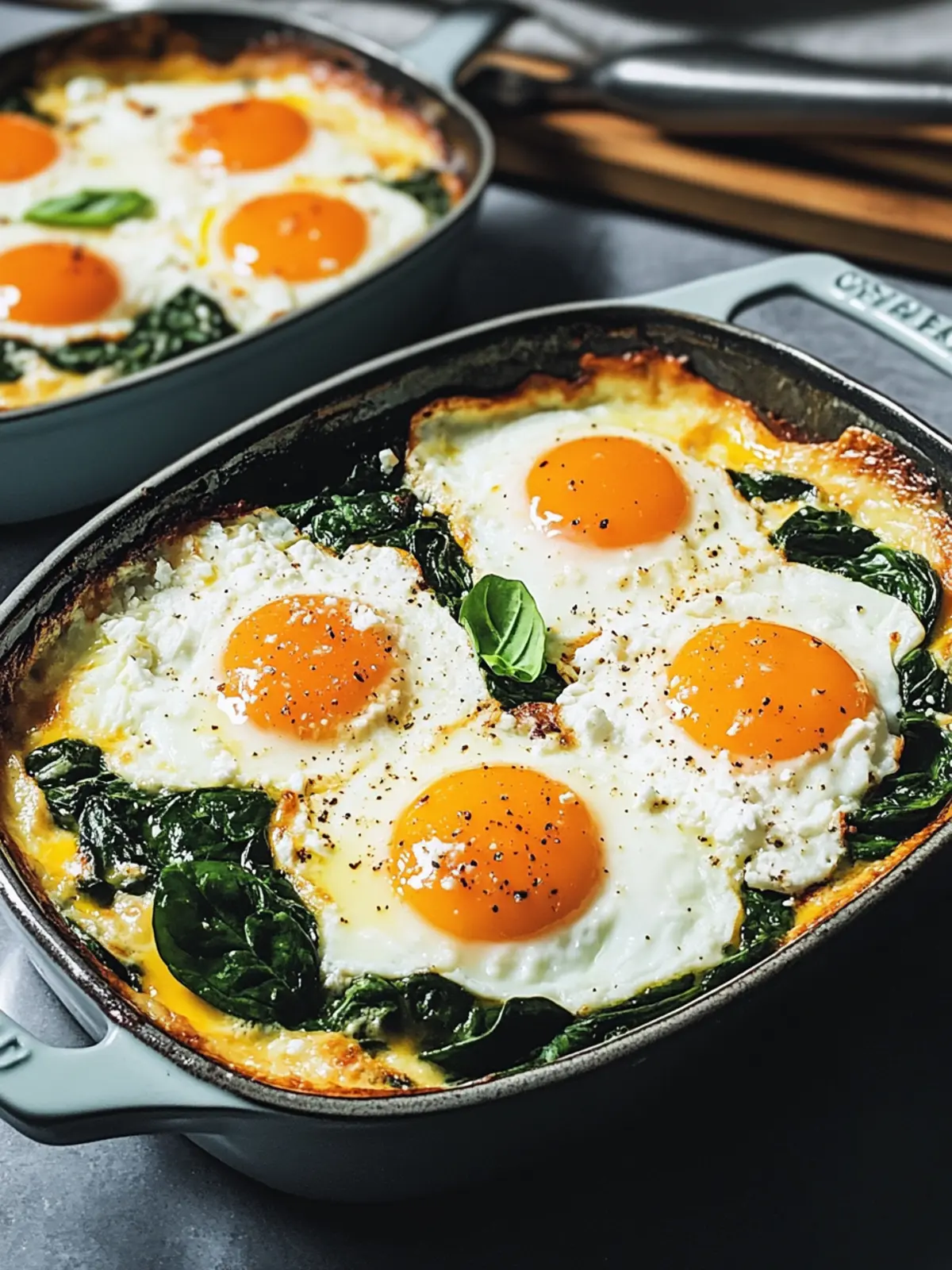 Low Carb Spinatauflauf mit Feta und Ei