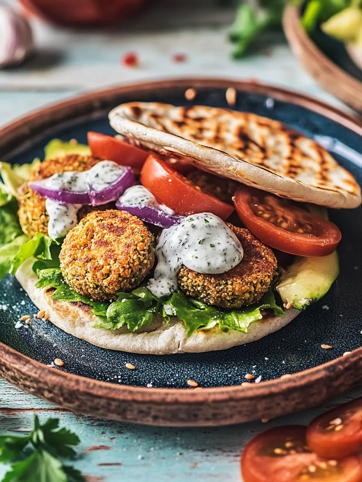 Selbstgemachte Falafel im Pitabrot