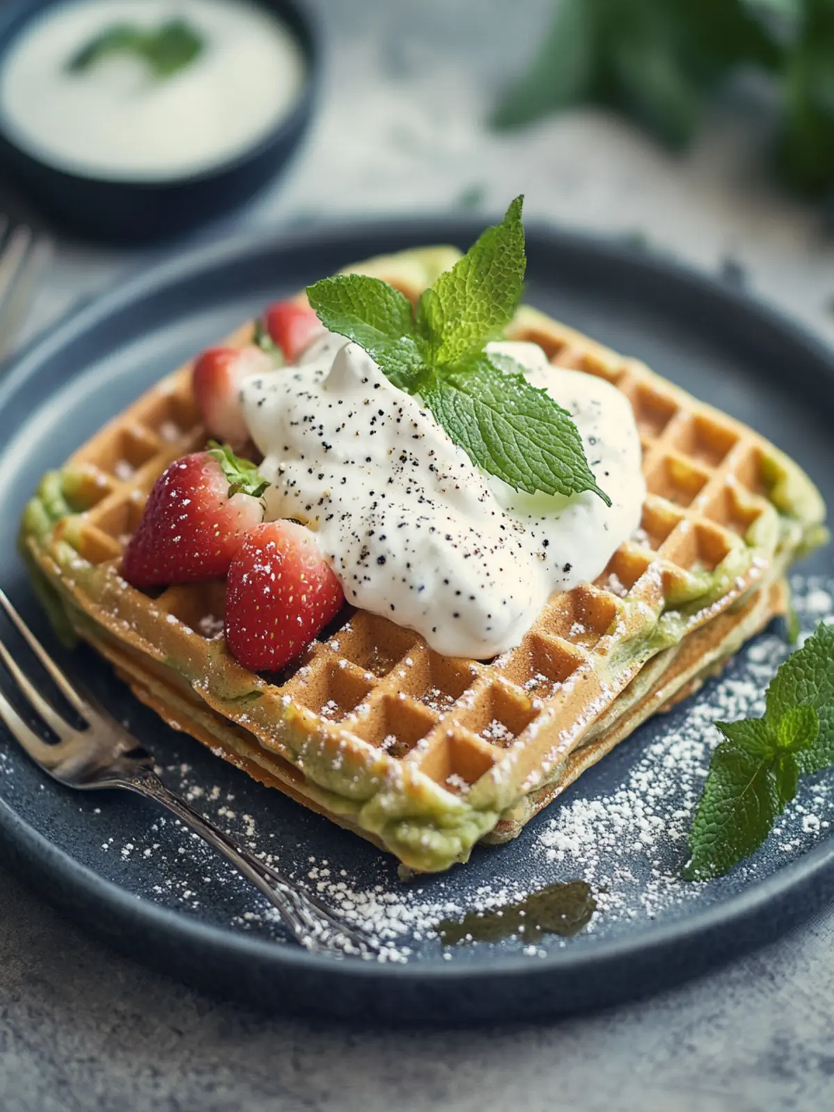 Erbsenwaffeln mit Sojajoghurt