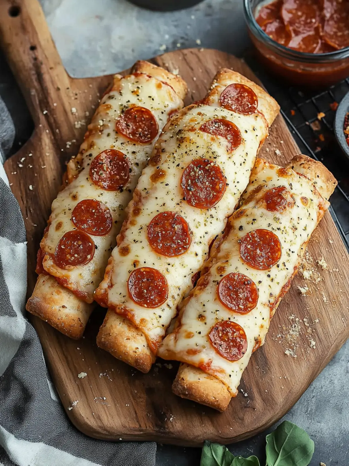 Luftfritteuse Käse-Pepperoni gefüllte Brotsticks