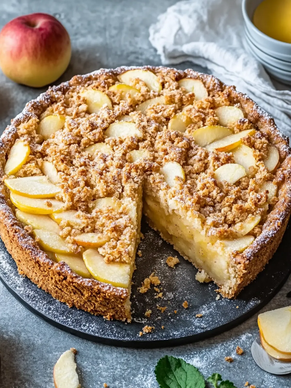 Veganer Apfelkuchen mit Zimtstreuseln