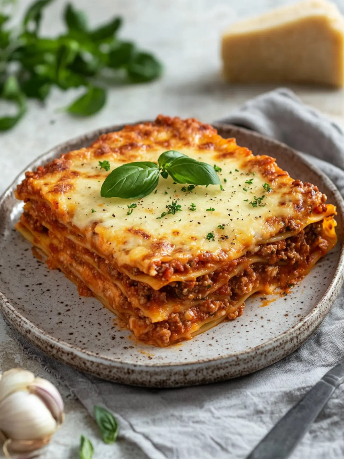 Vegetarische Lasagne mit Linsenbolognese und hausgemachter Pasta